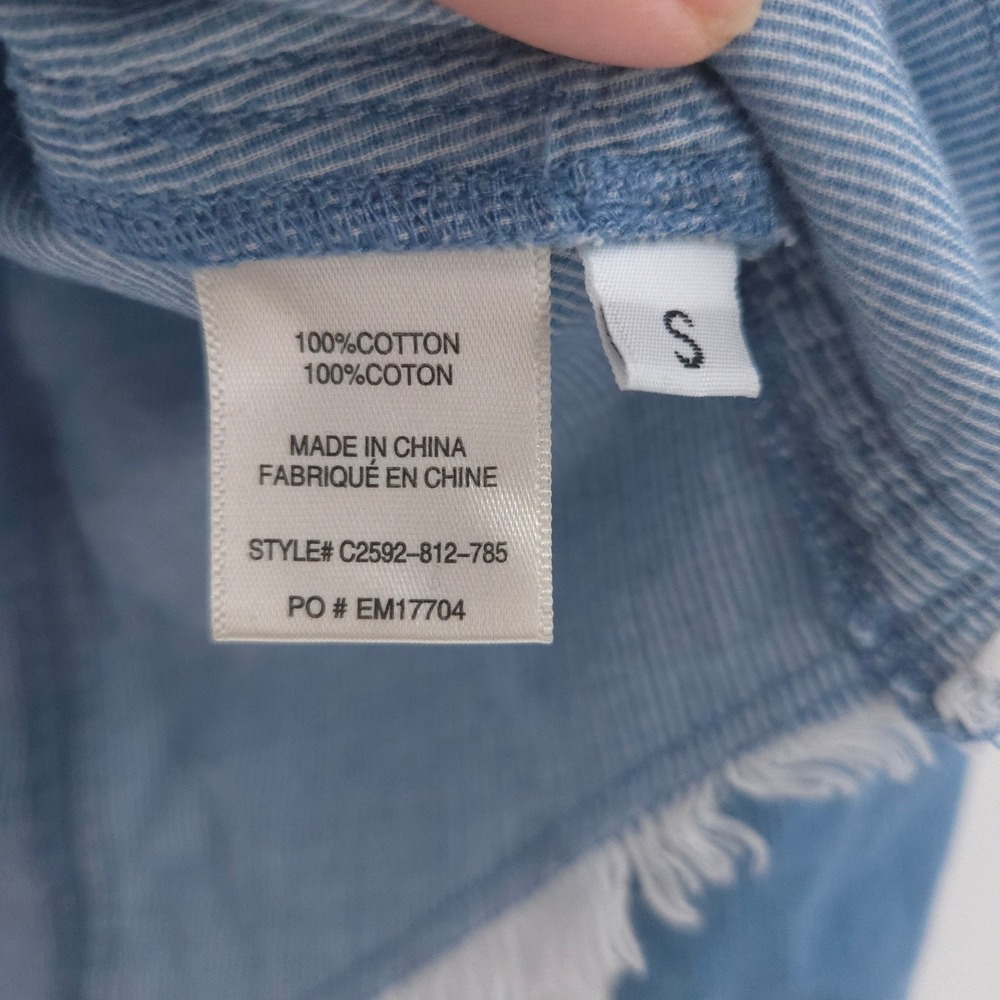 Anthropologie Cloth & Stone Corduroy Button Down Shirt Women Size S Blue Western - Picture 9 of 12